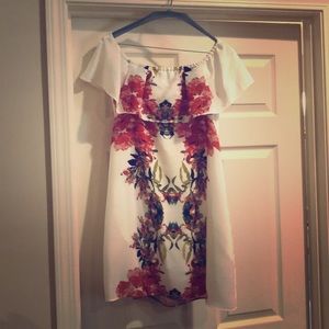 Floral off the shoulder dress with pockets